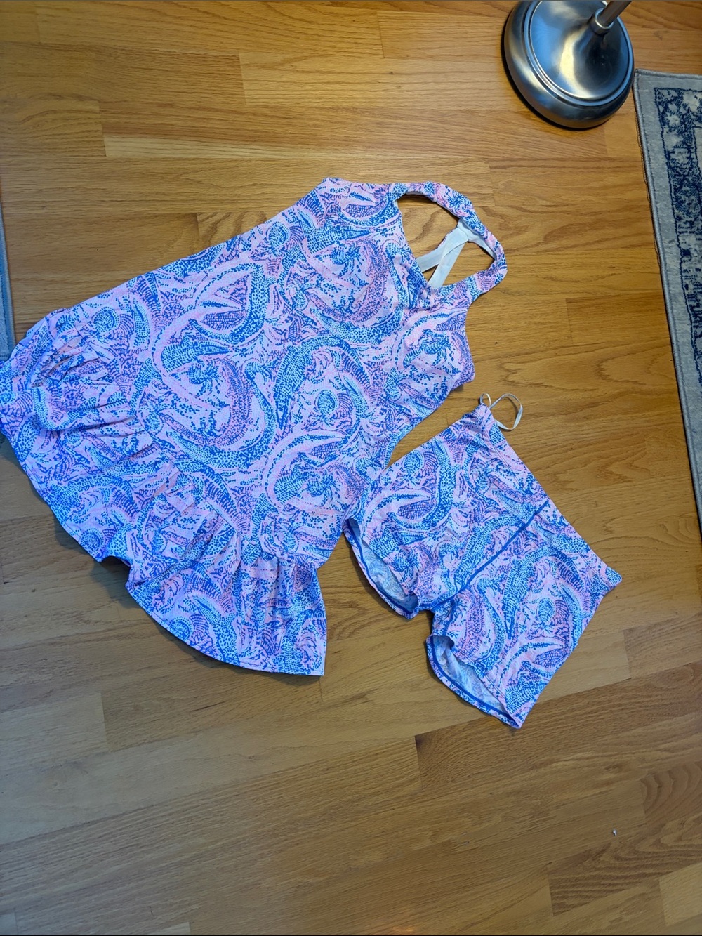 Lilly Pulitzer Ace Meryl Tennis Dress/Shorts size L coastal blue later gator